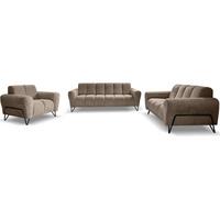 SITZGARNITUR Volare Sofas+Sessel, ohne Schlaffunktion, Braun - Schwarz/Braun, Textil/Metall (220/83/98cm) - Beautysofa
