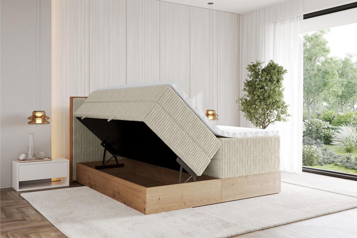 BOXSPRINGBETT LOLLI9 -KING 120x200 - H3/H4 Creme - Beige, Holzwerkstoff (120/200cm) - ALTDECOR