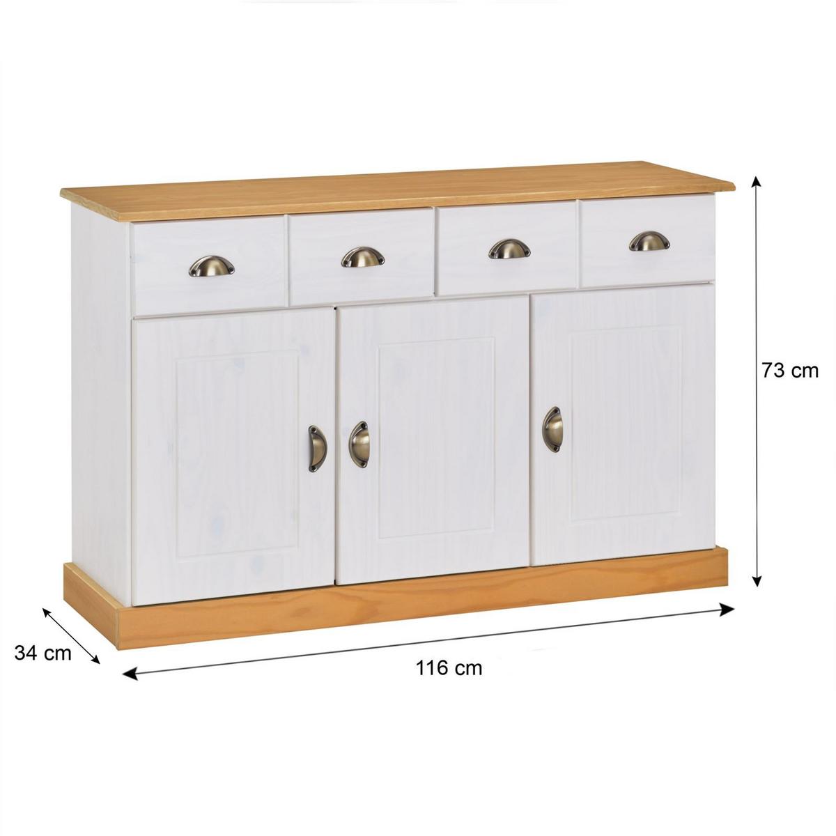 ANRICHTE PARIS weiß/braun - Weiß/Braun, Holz (116/73/35cm) - IDIMEX