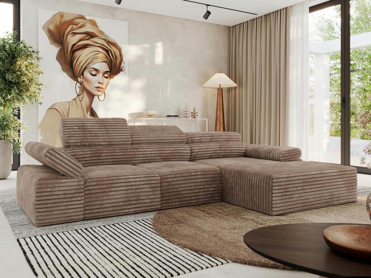 ECKSOFA RILASSO L Braun Cord - rechts - Schwarz/Braun, Kunststoff/Textil (174/296cm) - MKS