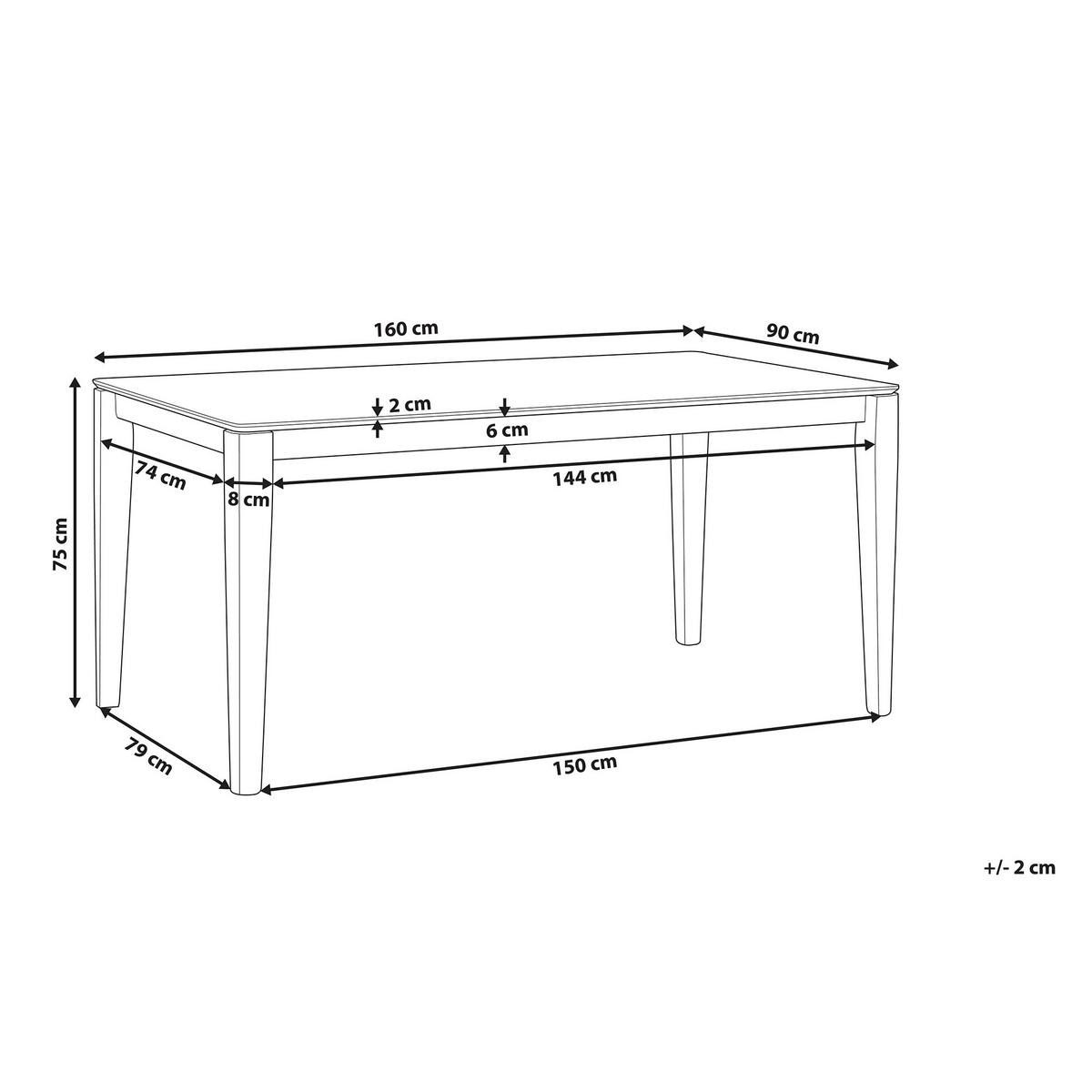 ESSTISCH 160/90/75 cm Dunkelbraun Rechteckig Lottie - Dunkelbraun, Holzwerkstoff (160/90/75cm) - Beliani
