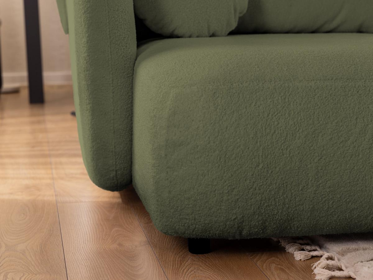 ECKSOFA Candy mit Schlaffunktion Grün Bouclé-Stoff - Ottomane links - Schwarz/Grün, Holz/Kunststoff (230/146cm) - S-Style Möbel