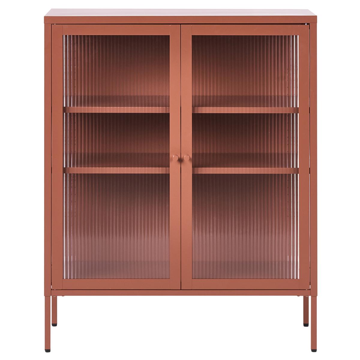 SIDEBOARD mit Glastüren Metall 90 cm Goldbraun Lerryn - Goldfarben, Metall (90/111/35cm) - Beliani