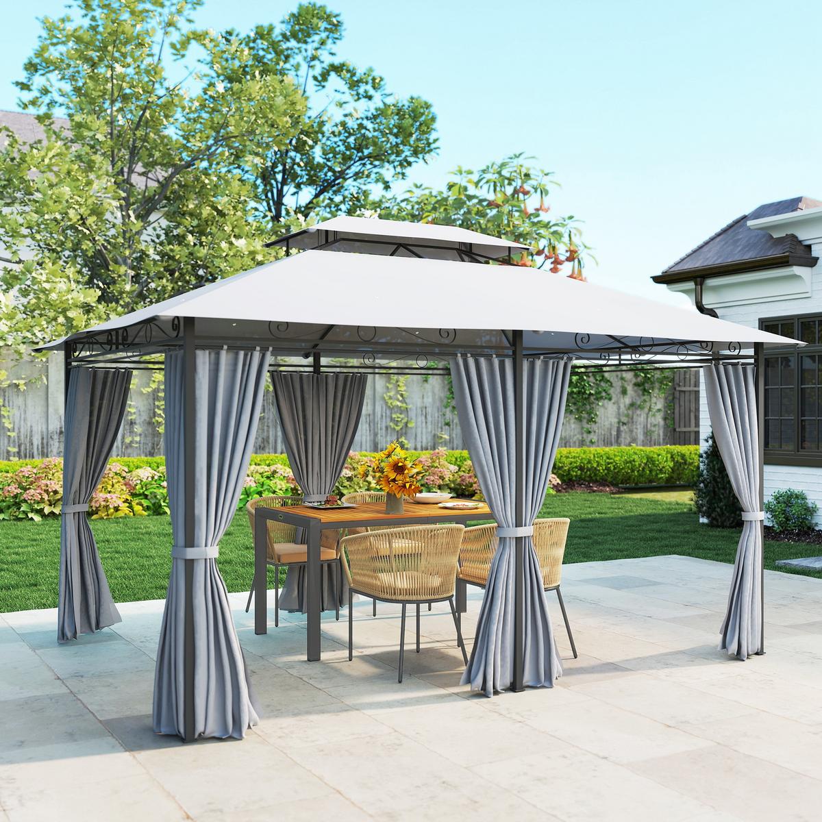 PAVILLON Stahl Polyester Dunkelgrau - Dunkelgrau, Textil/Metall (300/280/400cm) - Outsunny