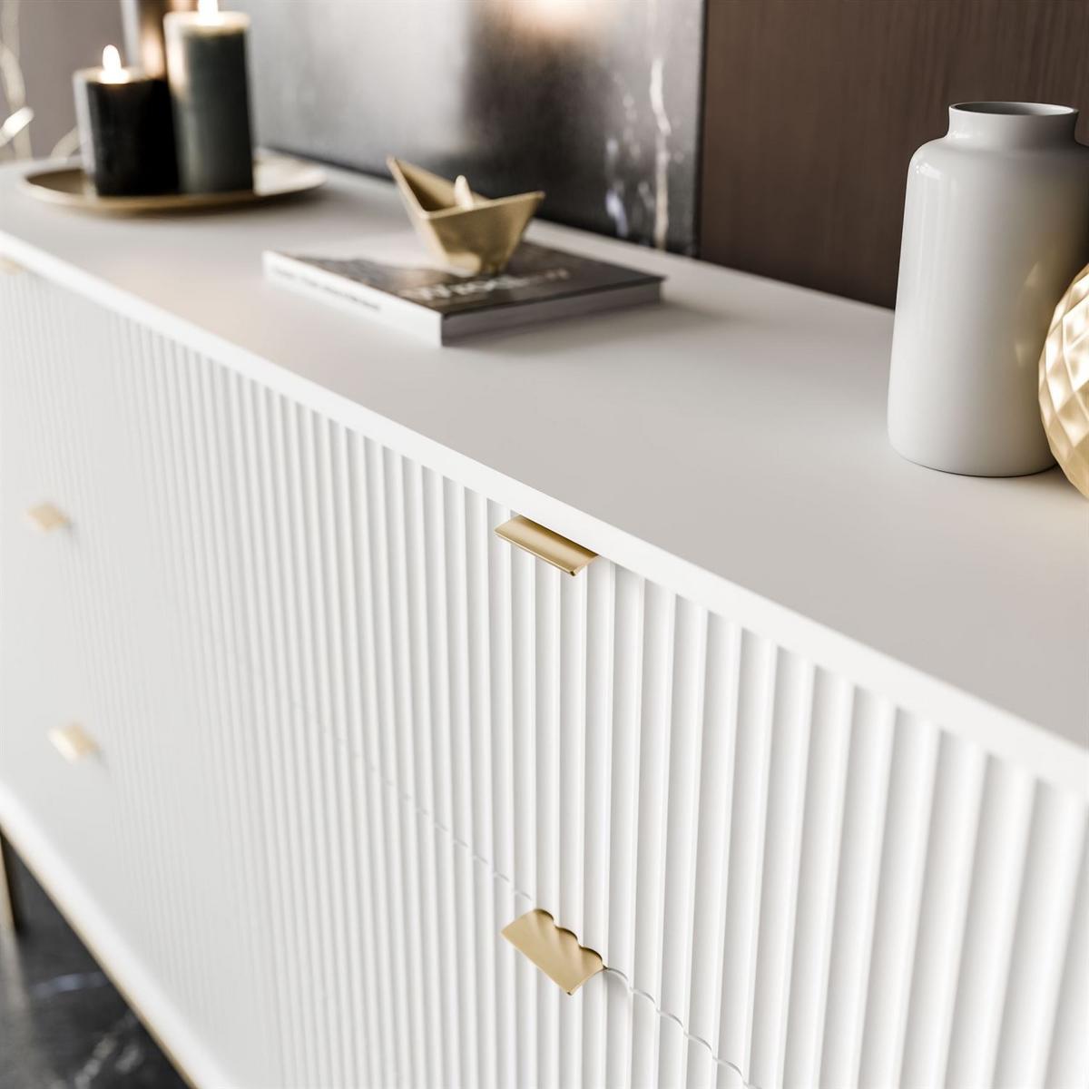 SIDEBOARD CORTADO GOLD KS154 MIT SCHUBLADEN WEISS - Weiß, Holzwerkstoff (154/91/39cm) - Lookway