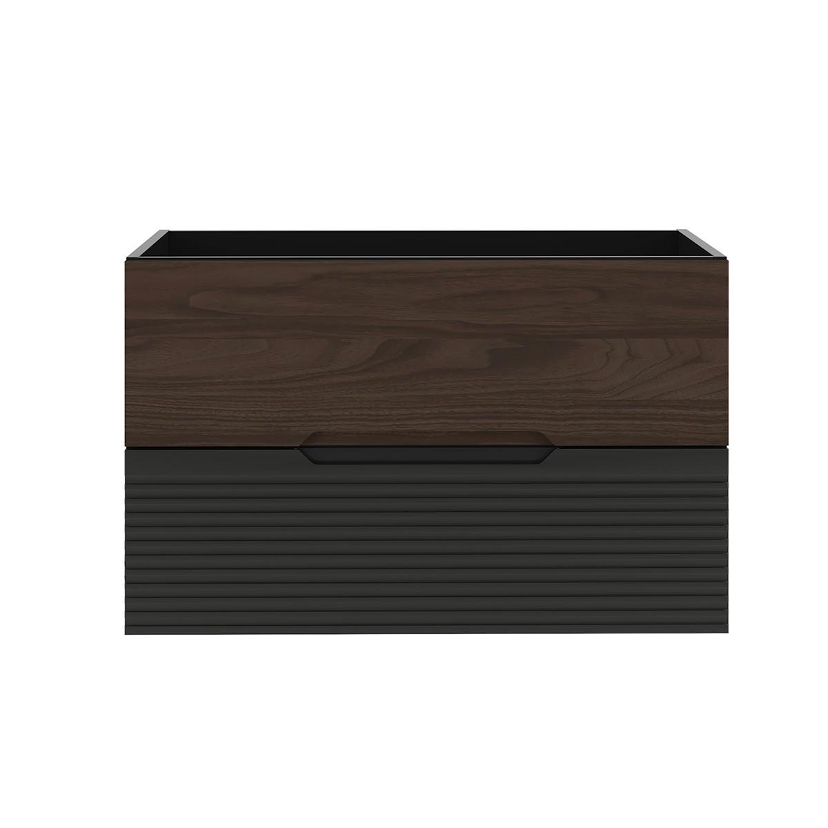 WASCHTISCHUNTERSCHRANK 80cm Sylla Schwarz und Holz - Schwarz, Holzwerkstoff (80/50/45.8cm) - Petits-meubles