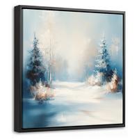 LEINWAND Bilder mit Rahmen - Wald – Winter – Natur – Abstrakt – Schnee - 20x20 - Weiß, Textil (20/20cm) - MuchoWow