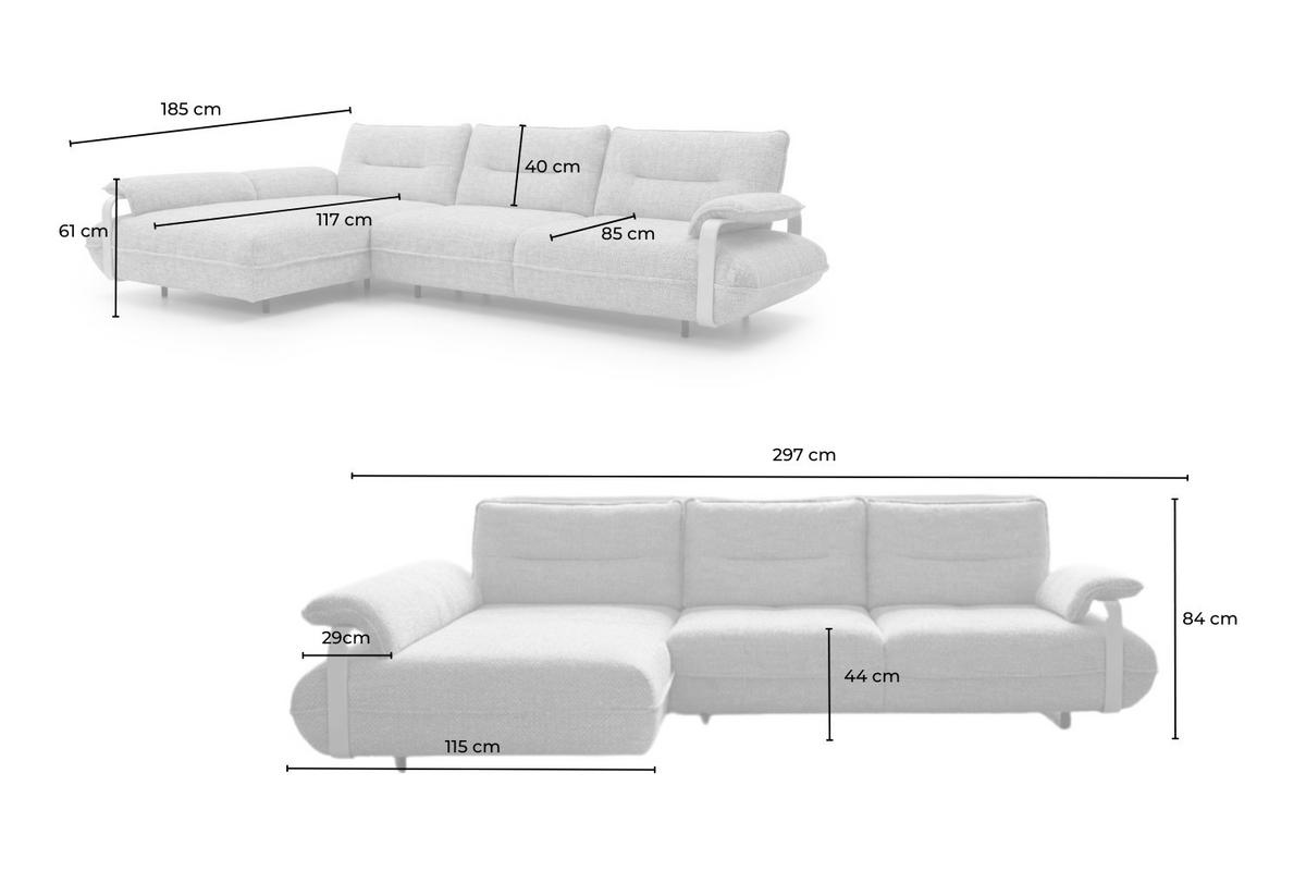 ECKSOFA ANISSA Braun Flachgewebe - Schwarz/Braun, Kunststoff/Textil (297/185cm) - KAWOLA