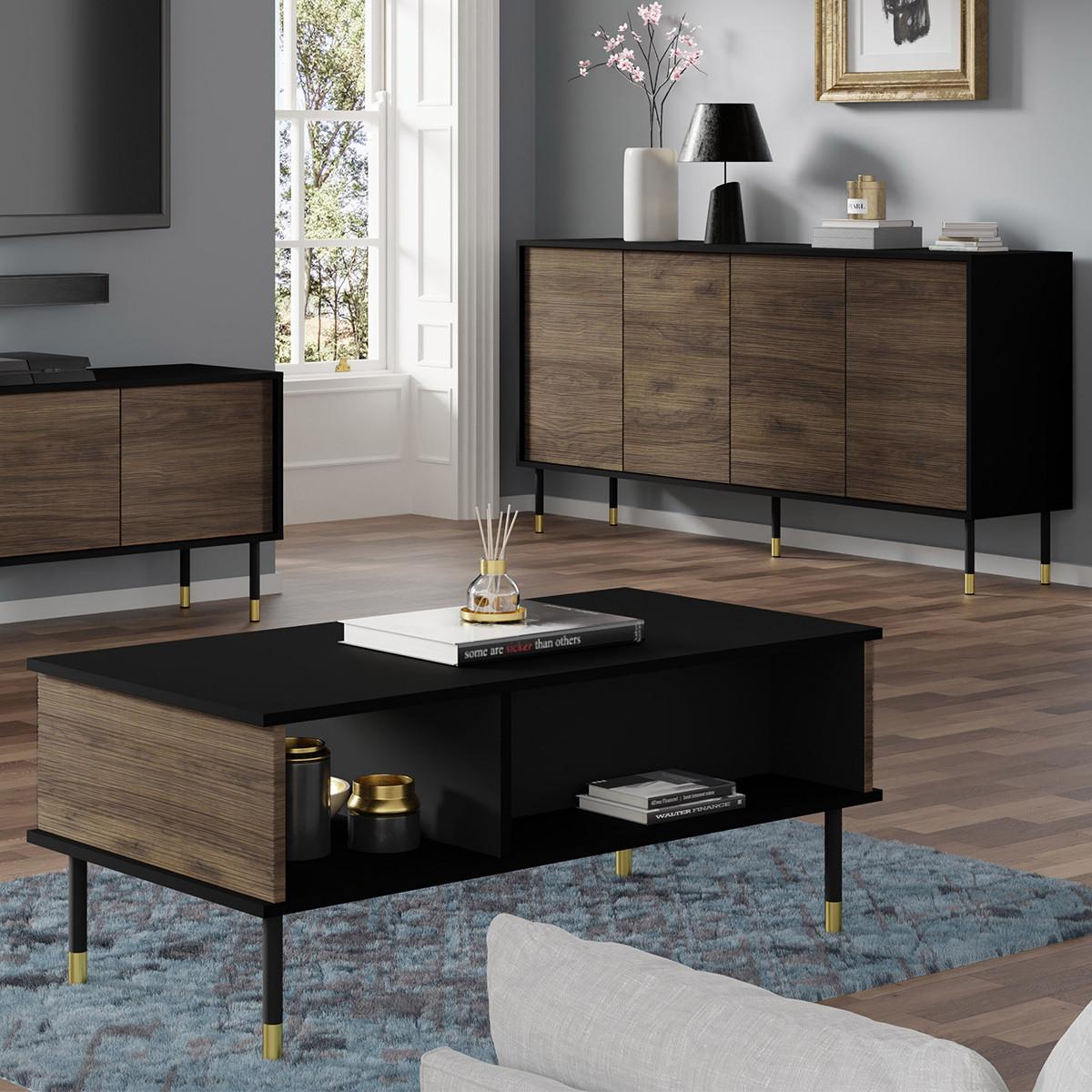 COUCHTISCH Rani Holz und Schwarz - Schwarz, Holzwerkstoff (55/110/45cm) - Petits-meubles