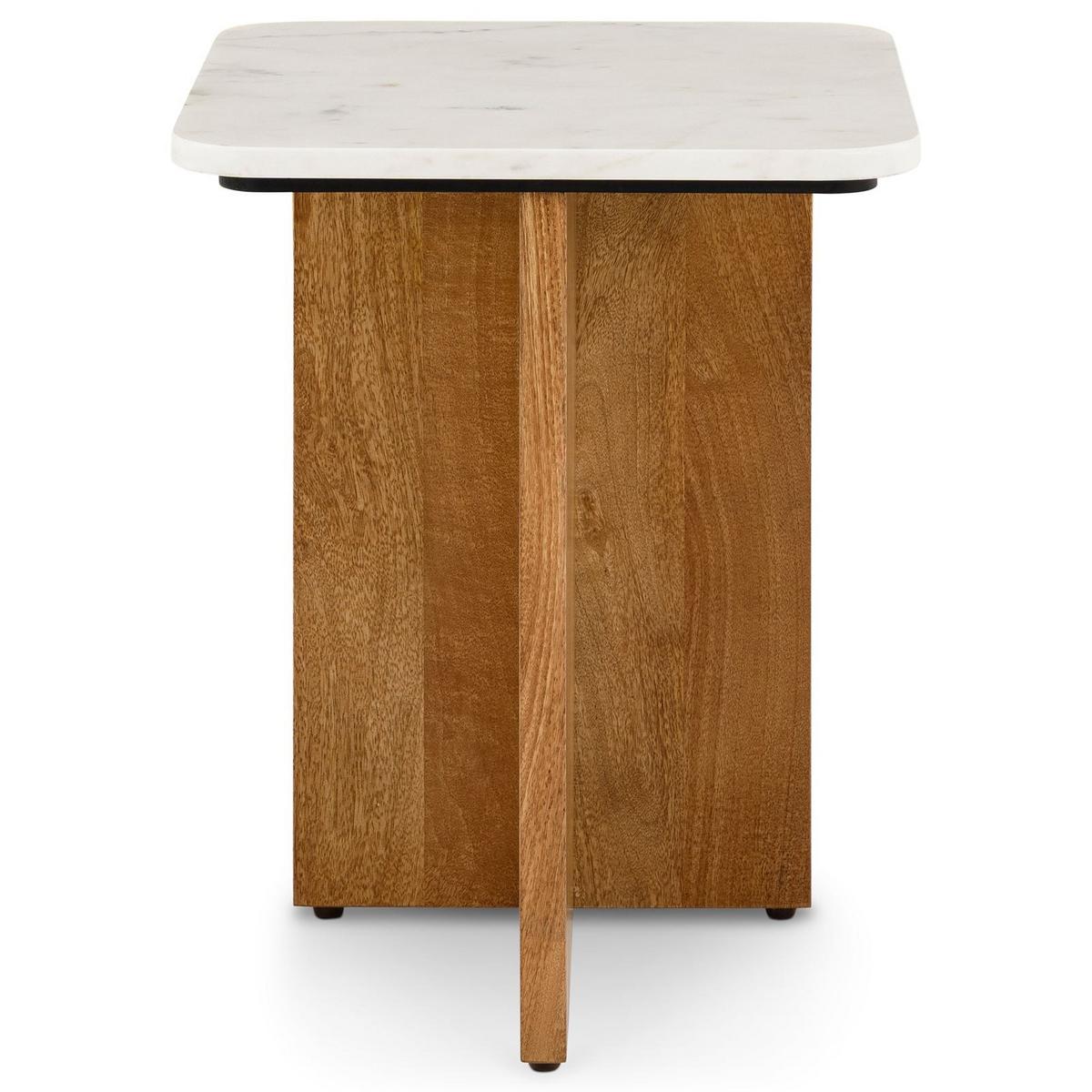 BEISTELLTISCH VARANASI weiß/natur - Weiß/Naturfarben, Naturmaterialien/Holz (40/40/51cm) - IDIMEX