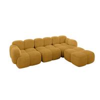 ECKSOFA modulares Sofa Rechts Miko-L2 302x205x75 Senfgelb Cord - Schwarz/Honig, Holzwerkstoff/Kunststoff (302/205cm) - ALTDECOR