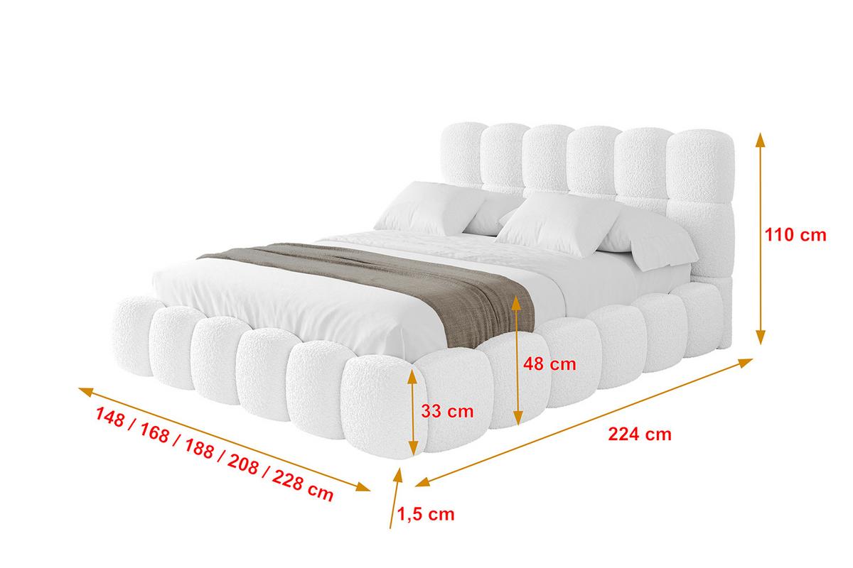 POLSTERBETT mit Bettkasten und Lattenrost, Boxbett ohne Matratze - LEYA 160x200 Weiß - Weiß, Holzwerkstoff/Textil (160/200cm) - ALTDECOR