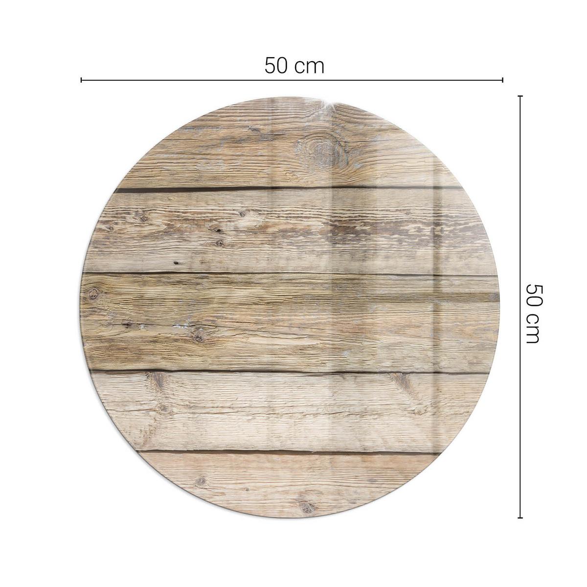GLASPLATTE für Kamin Ø 50 cm - Beige, Glas (50/50/0.4cm) - TULUP