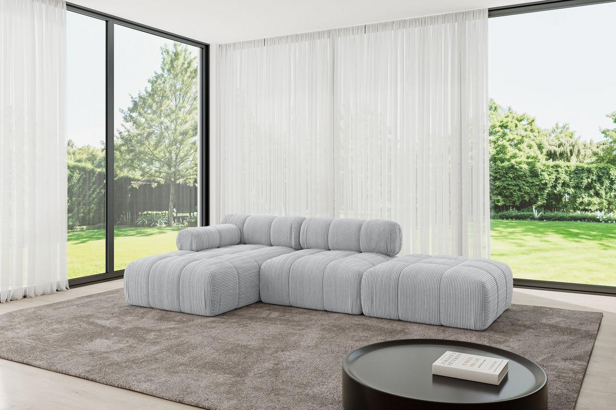 ECKSOFA modulares Sofa Lizur-L1 - 285x160x70 cm Grau Cord - Grau, Holzwerkstoff/Textil (285/160cm) - ALTDECOR