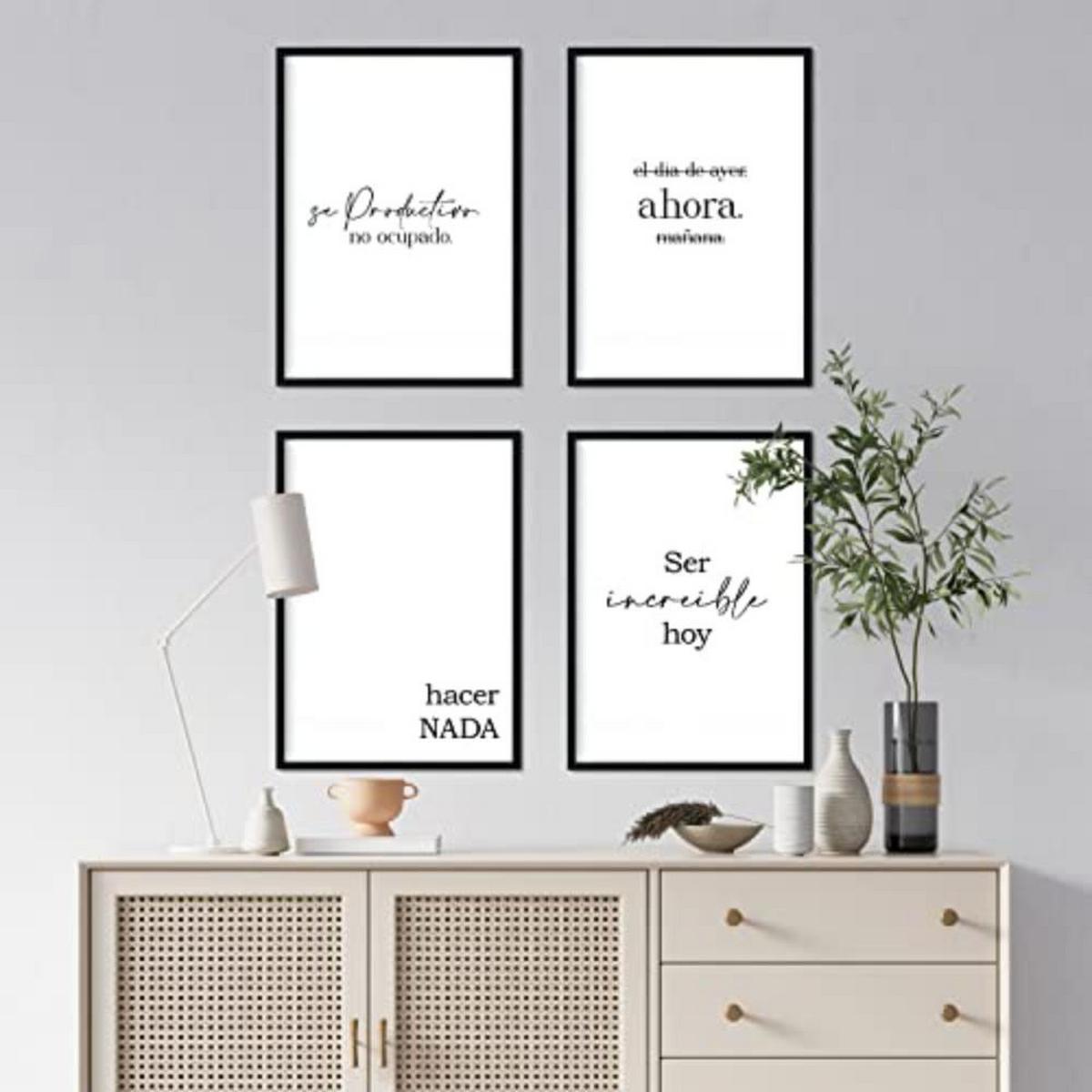 POSTER Set mit 4 Jetzt TypografieStil A3 Weißer Rahmen - Weiß, Papier (29.7/3cm) - Nacnic
