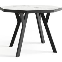 ESSTISCH Desmond achteckiger ausziehbarer, Marmor Weiß 100-150/100/76 cm - Ecru/Schwarz, Holz/Holzwerkstoff (100/150/76cm) - WFL GROUP