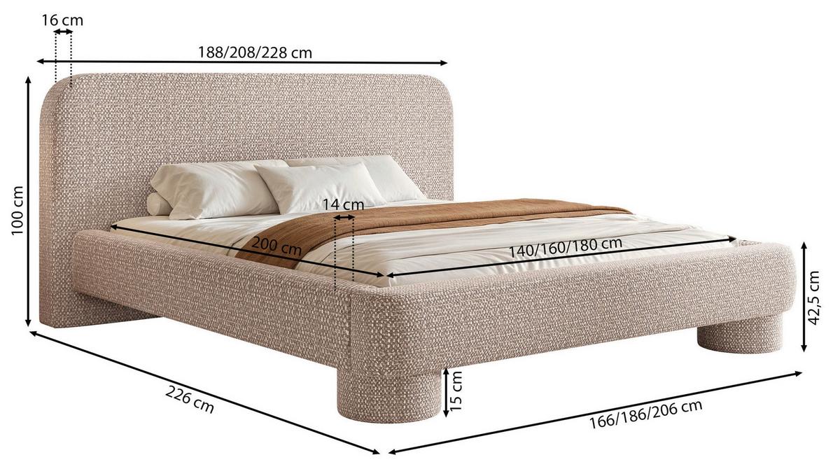 POLSTERBETT mit Bettkasten Fredo 140x200 cm - Hellgrau, Holzwerkstoff/Textil (140/200cm) - Selsey
