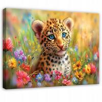 LEINWANDBILD Tiere Panther Bunt 120x80 cm - Multicolor, Holzwerkstoff (120/80cm) - Wallarena