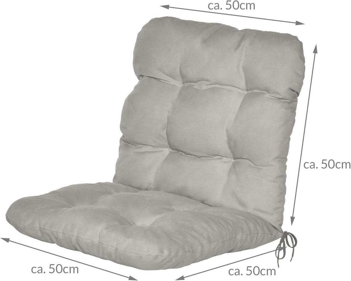 NIEDERLEHNERAUFLAGE Flair NL 100/50/8cm Hellgrau (6tlg) - Hellgrau, Textil (50/8/100cm) - Beautissu 