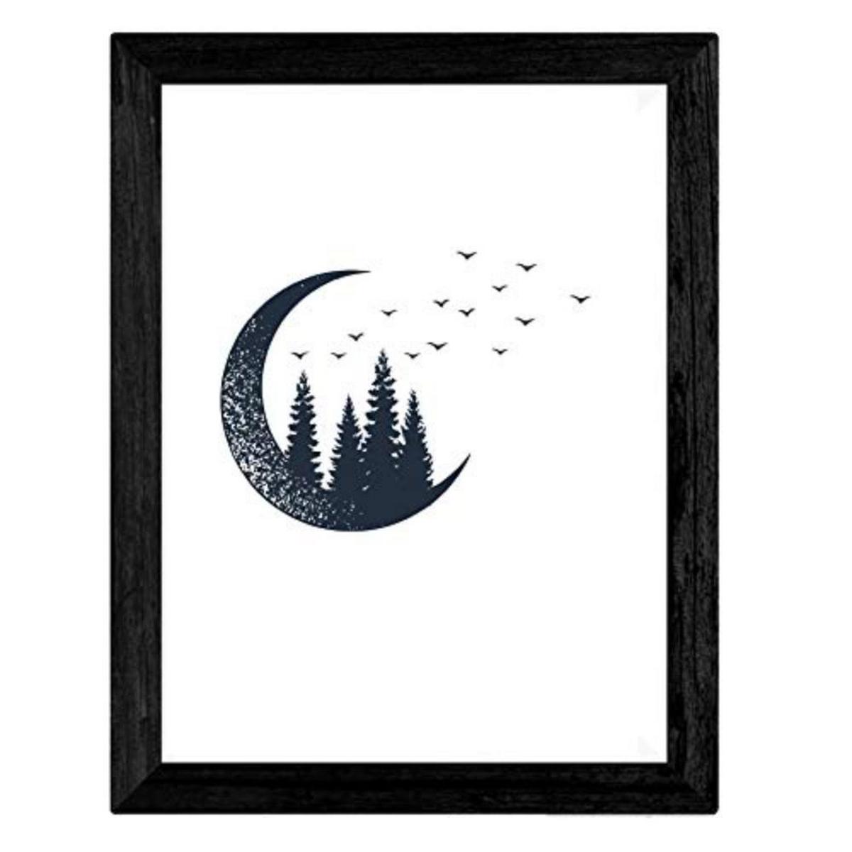 POSTER Set mit 4 Waldvögeln A4 Schwarzer Rahmen - Schwarz, Papier (29.7/3cm) - Nacnic