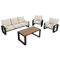 GARTENMÖBEL-SET ELBA: 1x Tisch, 1x Sofa, 2x Sessel - Beige - Beige, Textil - MKS