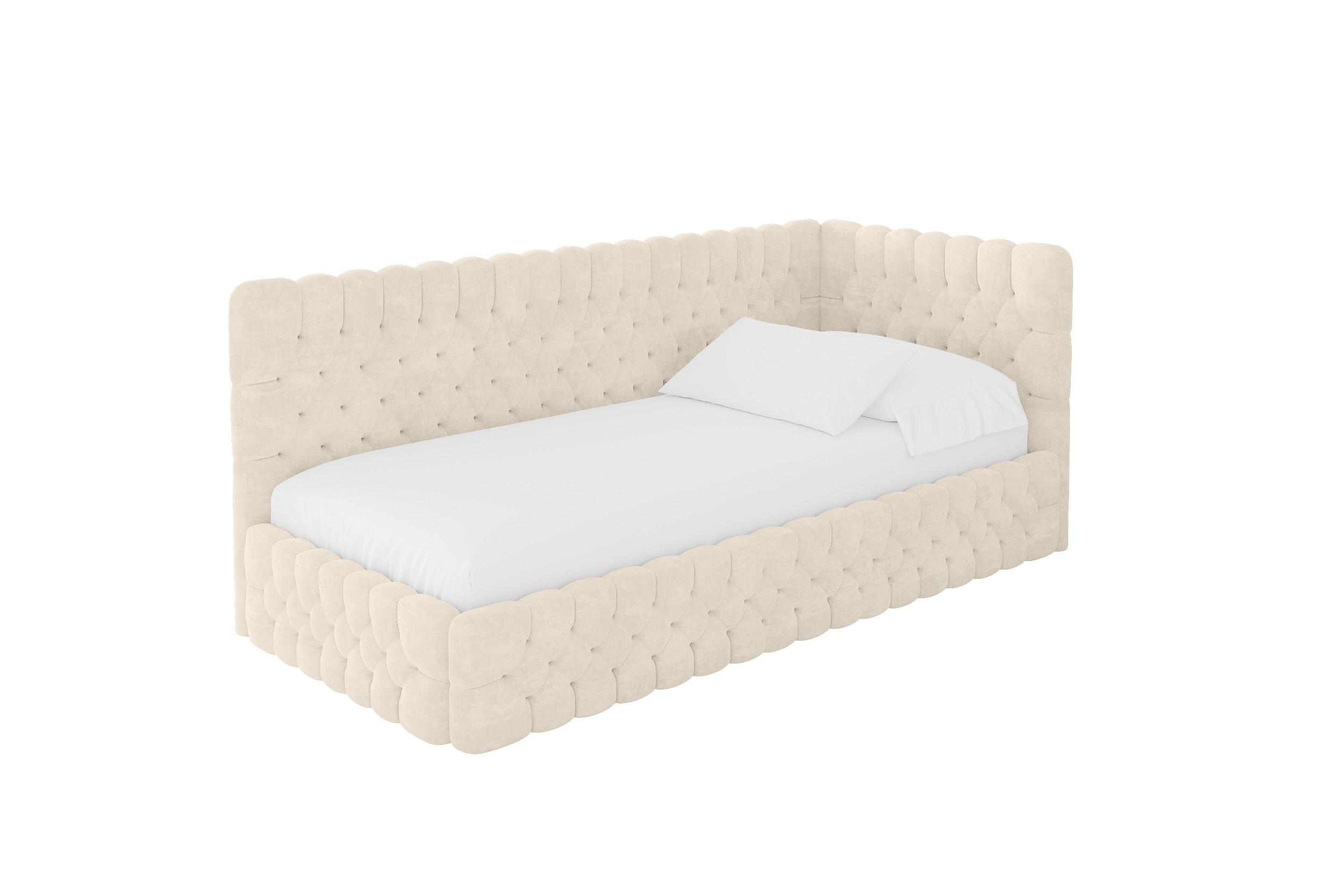 EINZELLBETT Jugendbett mit Bettkasten, Links - MULY 100x200 Beige - Beige, Holzwerkstoff/Textil (100/200cm) - ALTDECOR