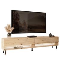 LOWBOARD TV-Schrank CALANTE 180 LOFT cm auf schrägen schwarzen Beinen - Schwarz/Eiche Artisan, Holzwerkstoff/Metall (180/43/35cm) - Lookway