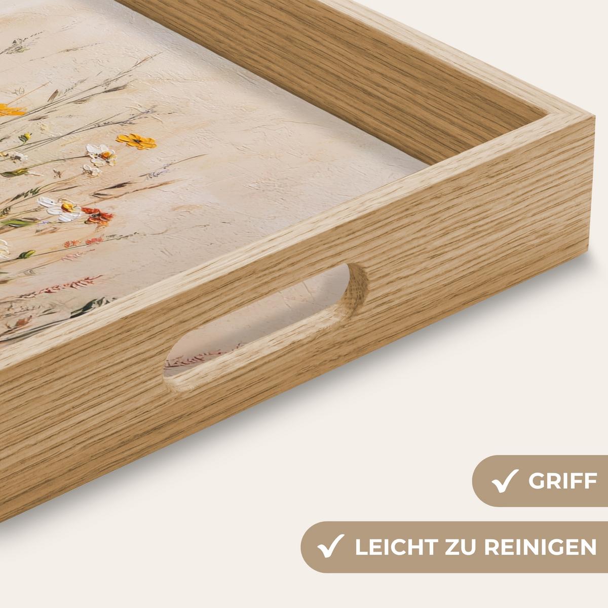 TABLETT Wildblumen - Pinselstriche - Ruhig 40x30 cm - Multicolor, Holz (40/5/5cm) - OnlyWow