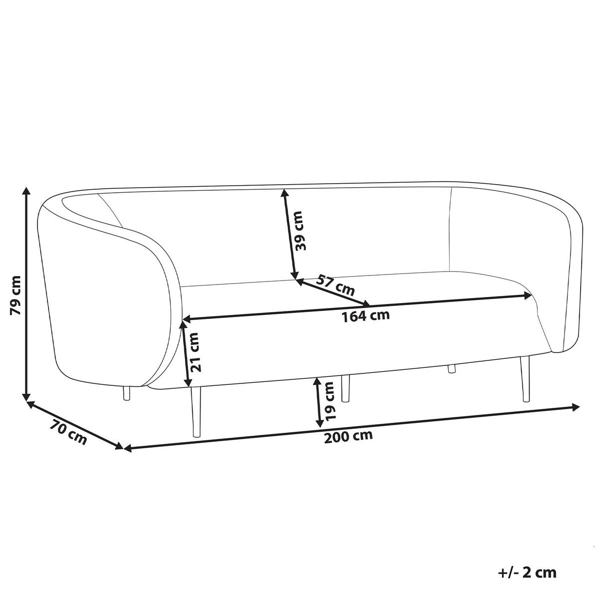 3-SITZER-SOFA Stoff schwarz Loen - Schwarz, Textil (200/79/70cm) - Beliani