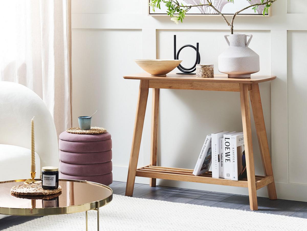 KONSOLENTISCH heller Holzfarbton Tulare - Hellbraun, Holz (90/40/75cm) - Beliani