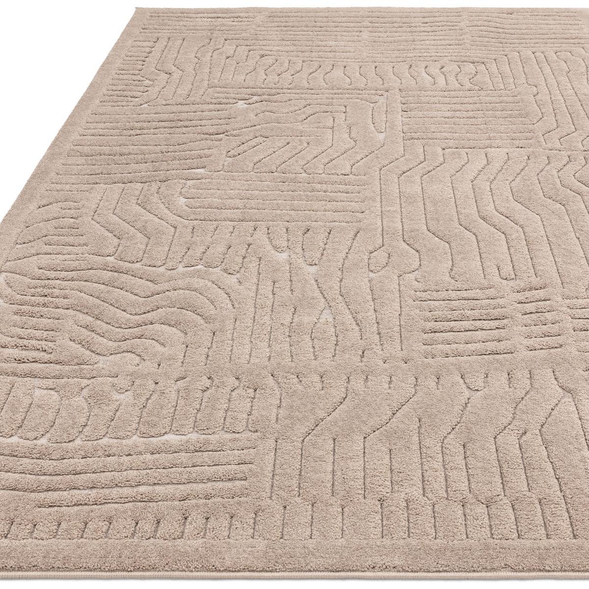 TEPPICH EDEN-Carlisle, geometrisch-abstrakt, Taupe, 120 x 170 cm - Braun, Textil (170/120cm) - KADIMA DESIGN