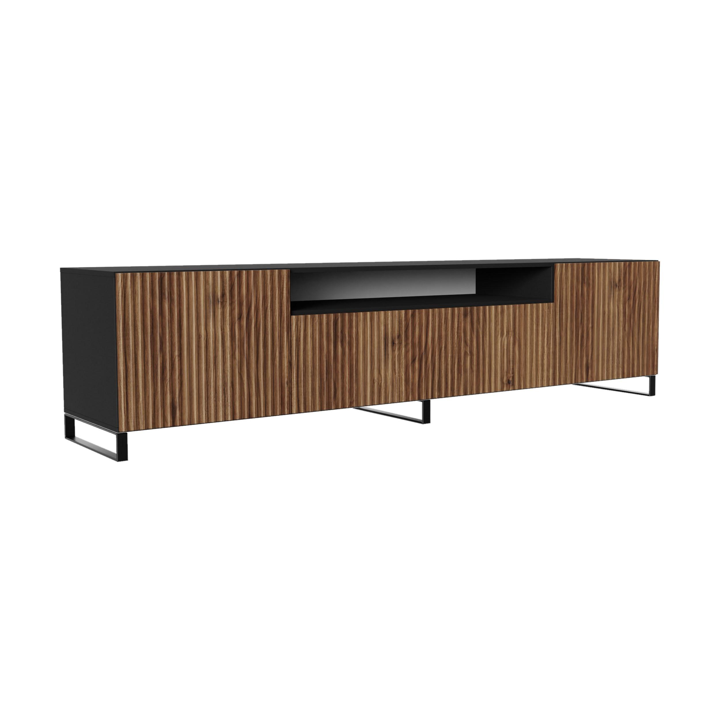 LOWBOARD VAREN 200/41/40 cm, Stand-TV-Schrank Schwarz / Eichefarben - Eichefarben/Schwarz, Holzwerkstoff (200/41/40cm) - MASSENO