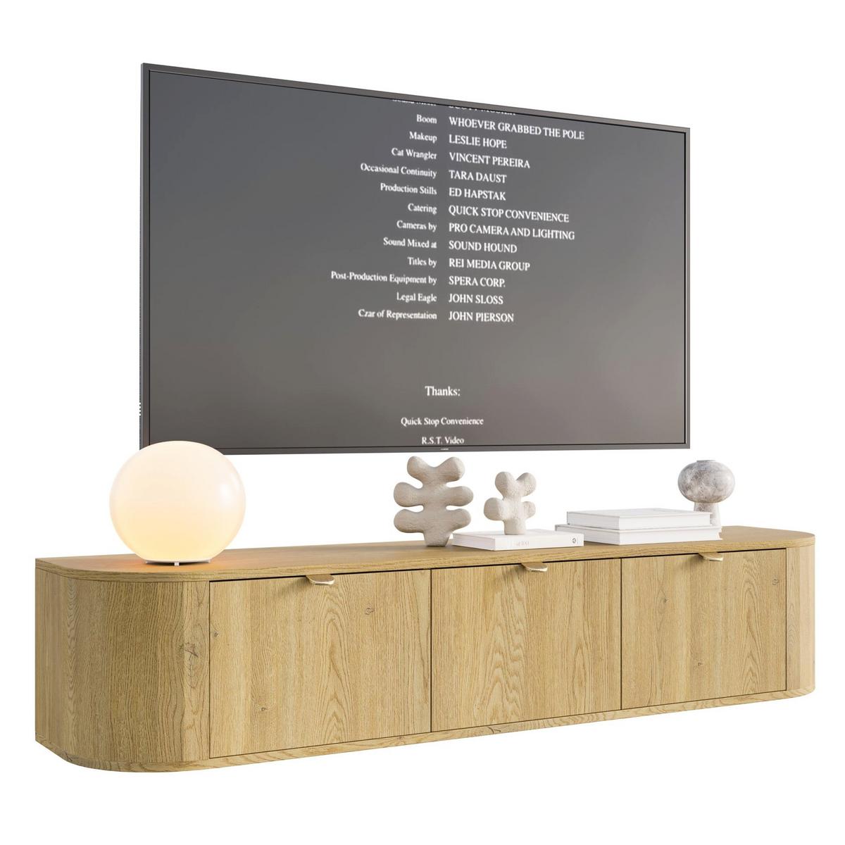 TV-HÄNGEBOARD Coru 3-türig, 175 cm - Eichefarben/Goldfarben, Holzwerkstoff/Metall (175.4/35/39.1cm) - Selsey
