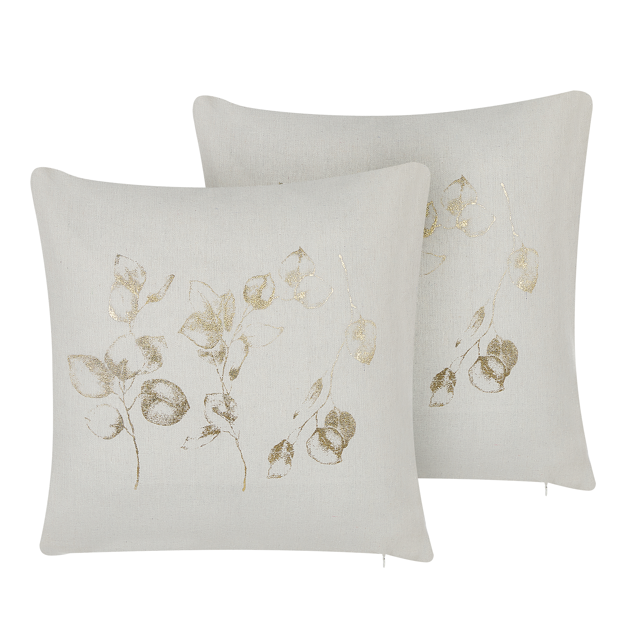 DEKOKISSEN 2er-Set Hellbeige 45/45 cm Gomphrena - Beige, Textil (45/45cm) - Beliani