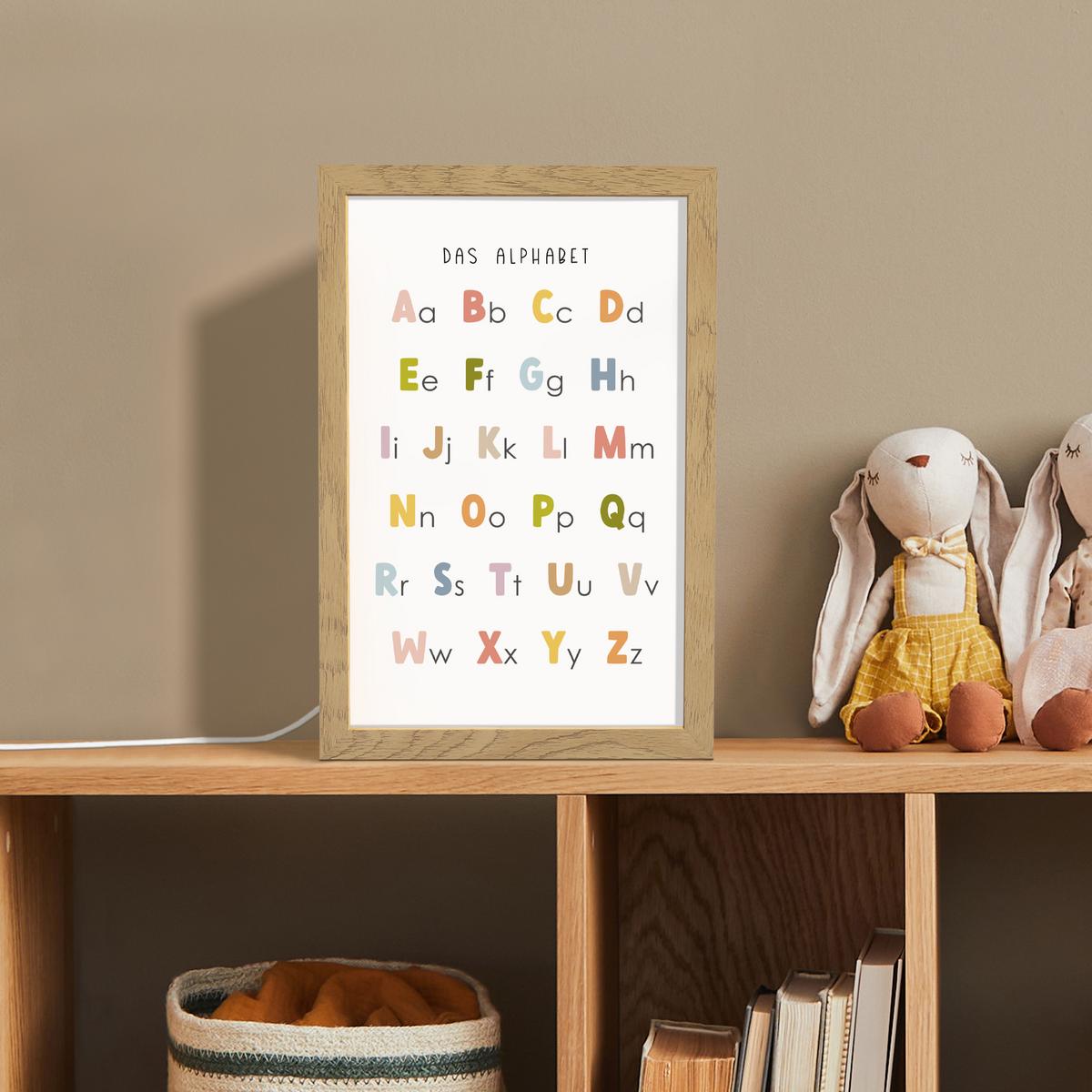 NACHTTISCHLAMPE Pädagogisch - Alphabet lernen - Farbenfroh - Weiß - Buchstaben 20x30 cm - Weiß, Holzwerkstoff (8/20/30cm) - OnlyWow