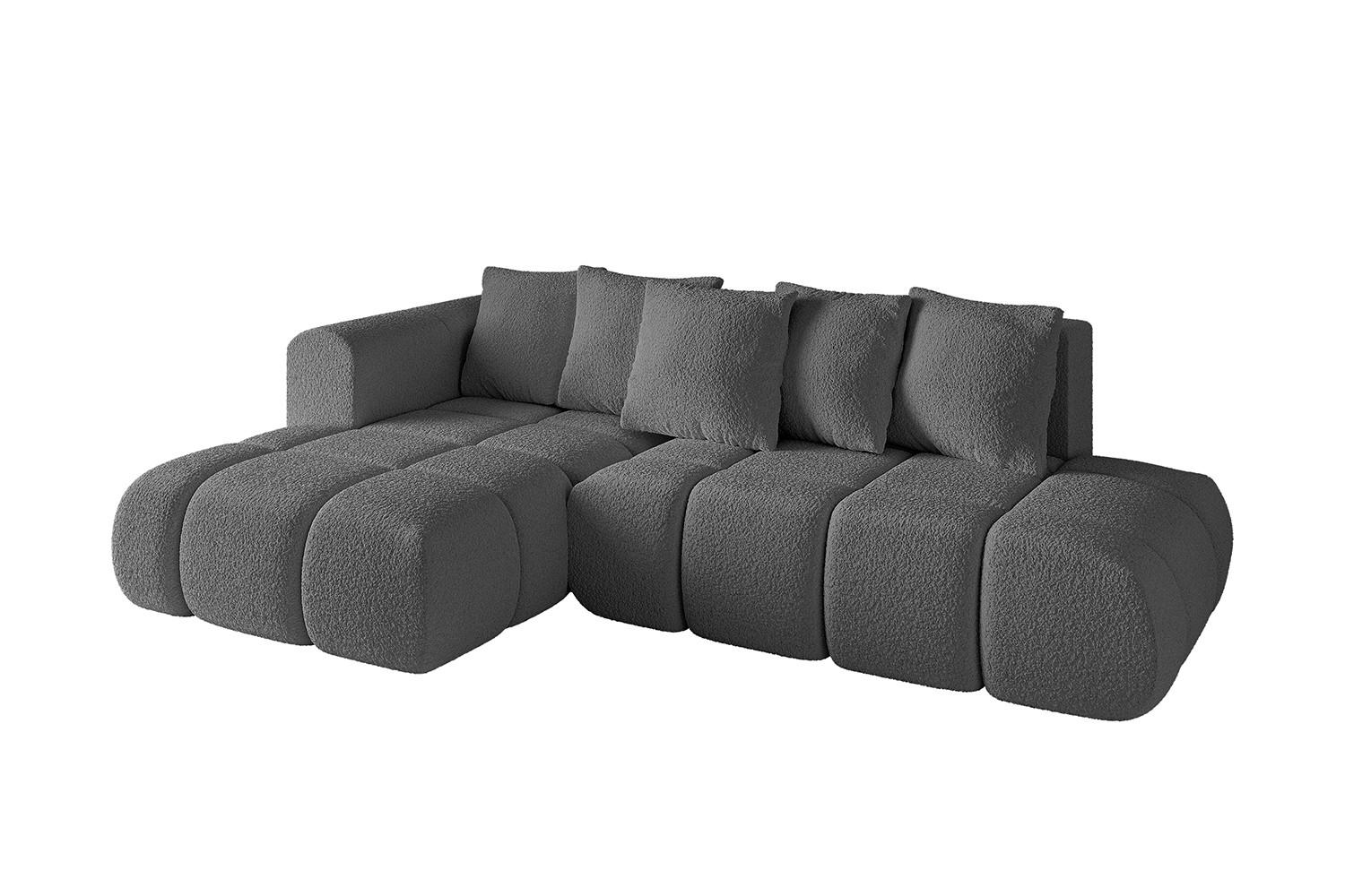 ECKSOFA Ottomane Links CLOUD-L-v1 280x185x90 Grau Bouclé - Grau, Holzwerkstoff/Kunststoff (180/289cm) - ALTDECOR