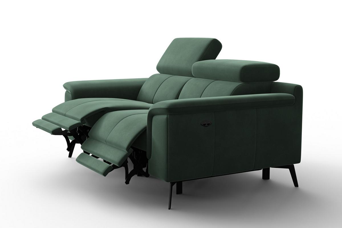 SOFA RELAX FIERO 2-Sitzer, Grüner Veloursstoff - Schwarz/Grün, Holz/Textil (170/82/103cm) - Courtois Laville