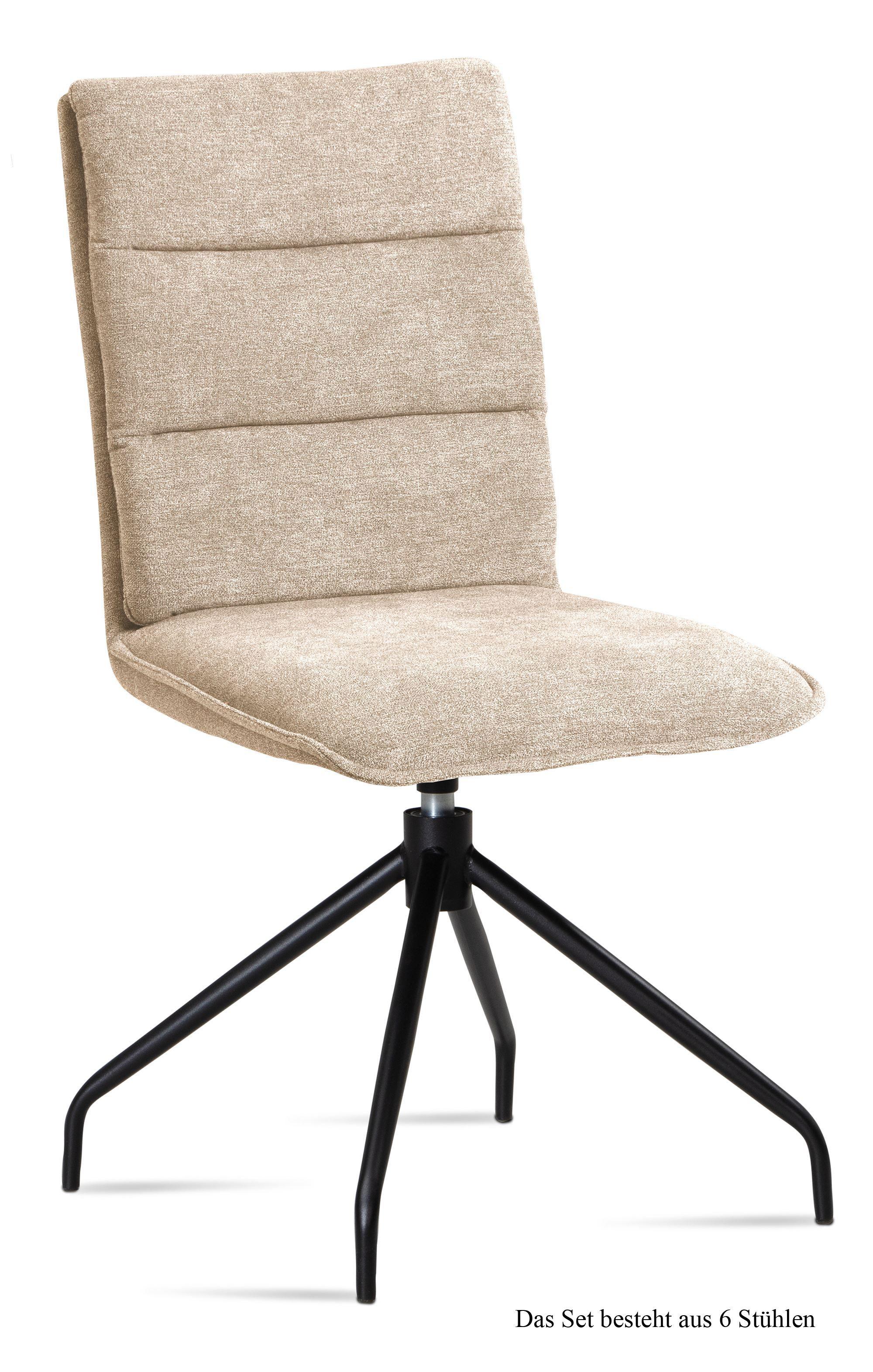 ESSZIMMERSTUHL drehbar (6er-Set) Donata 47x92x60 Schwarz/Natur - Schwarz/Naturfarben, Kunststoff (60/92/47cm) - 58aufmkessel