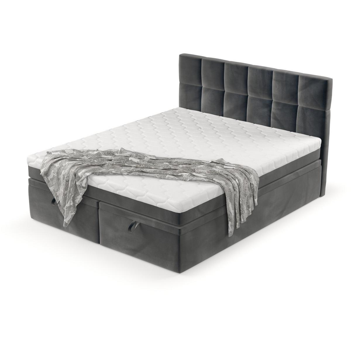BOXBETT Elano 180/200 cm Anthrazit im Paros Stoff - Anthrazit/Schwarz, Holz/Holzwerkstoff (180/200cm) - AltaBeds