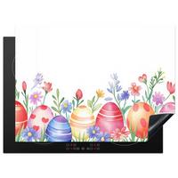 HERDABDECKPLATTE Blumengarten - Bunt - Eier Induktionsmatte 71x52 cm - Weiß, Kunststoff (71/52/0.2cm) - MuchoWow