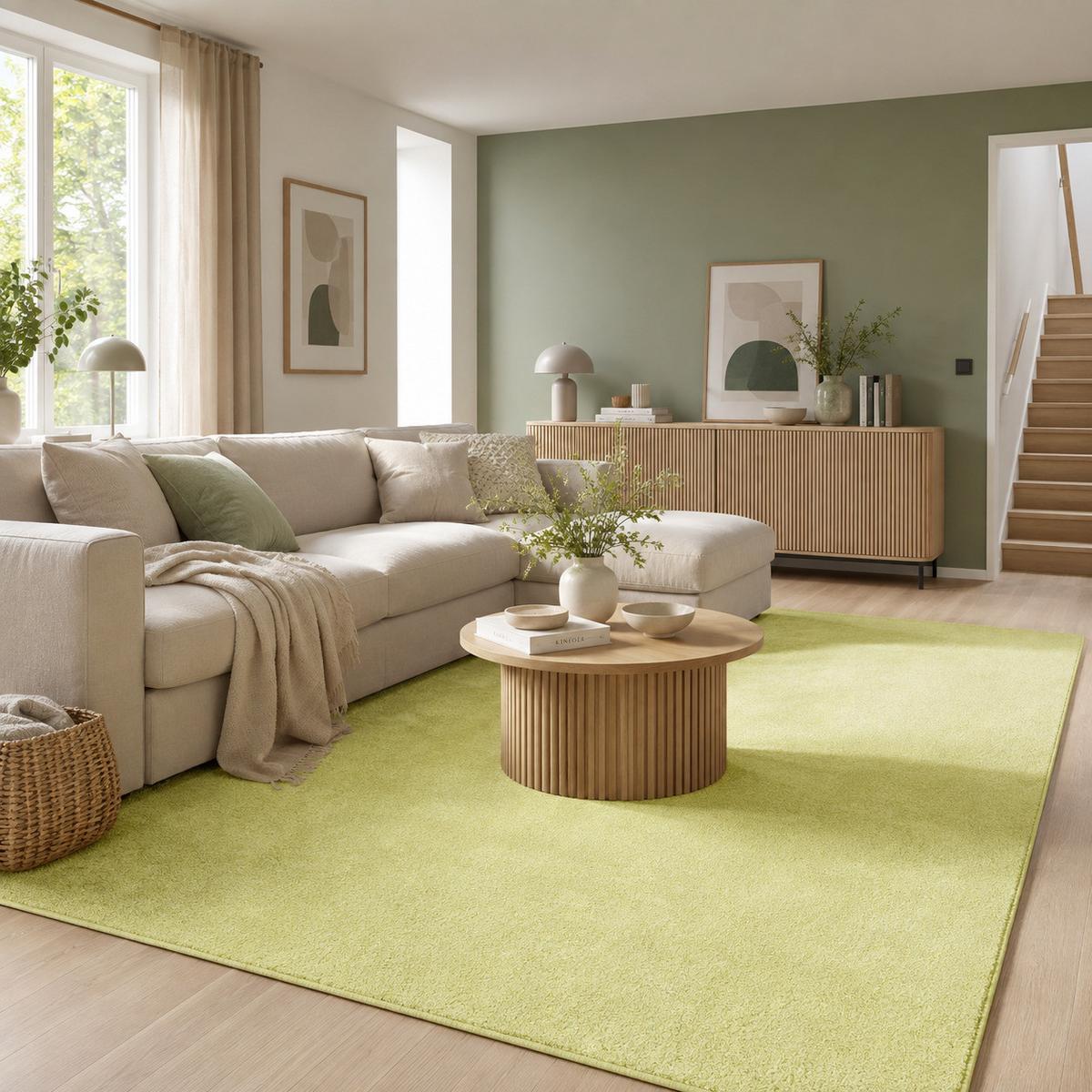 HOCHFLOR VELOURS TEPPICH LUNA - Limette, Textil (200/250cm) - Snapstyle