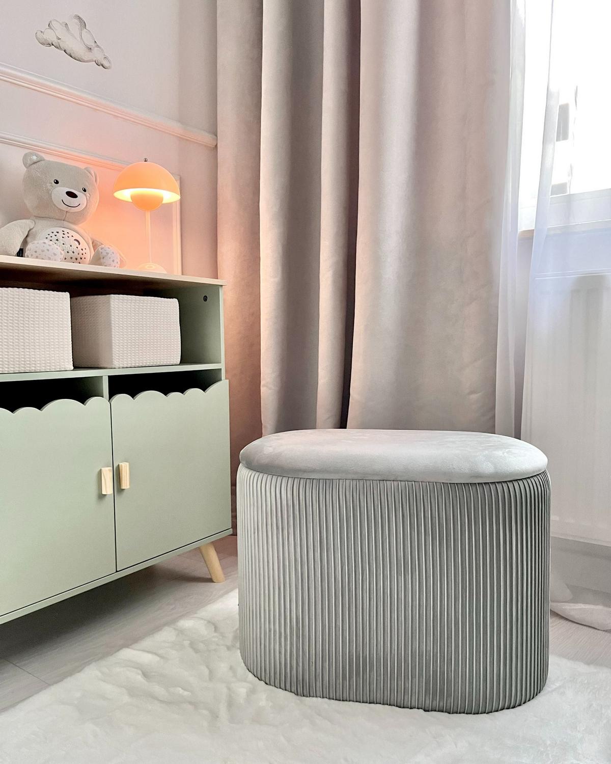 POUF Richland 35/55/41 cm - Grau, Textil (55/41/35cm) - Beliani