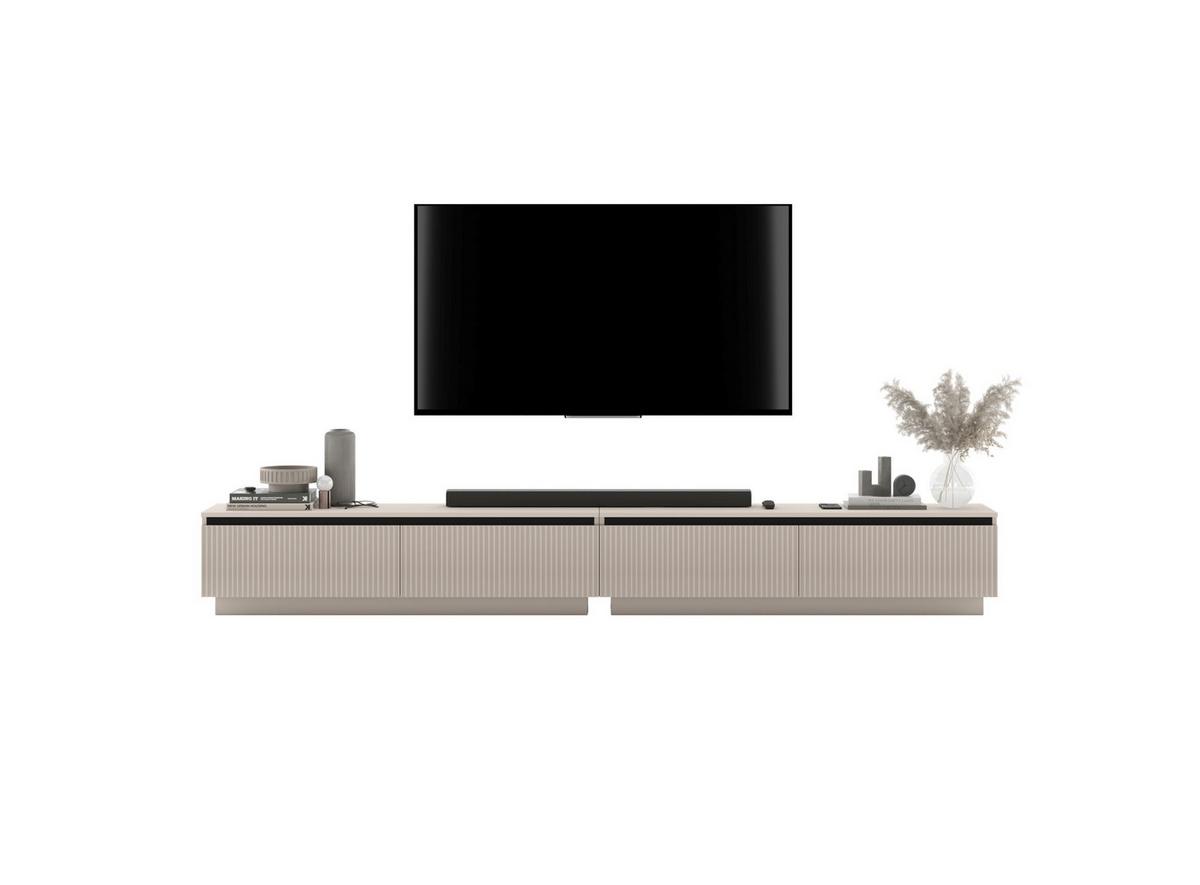 TV-LOWBOARD 2-er Set Selene Kaschmir matt geriffelte Fronten 140 cm - Kaschmir, Holzwerkstoff (280/37/35cm) - Meble Lindner