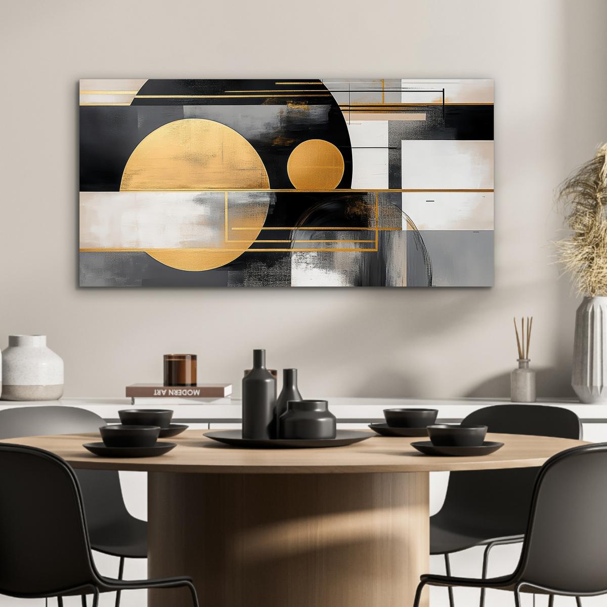 METALLBILD Abstrakt - Gold - Silber - Formen - Ästhetisch - Modern 80x40 cm - Goldfarben, Metall (80/40cm) - MuchoWow