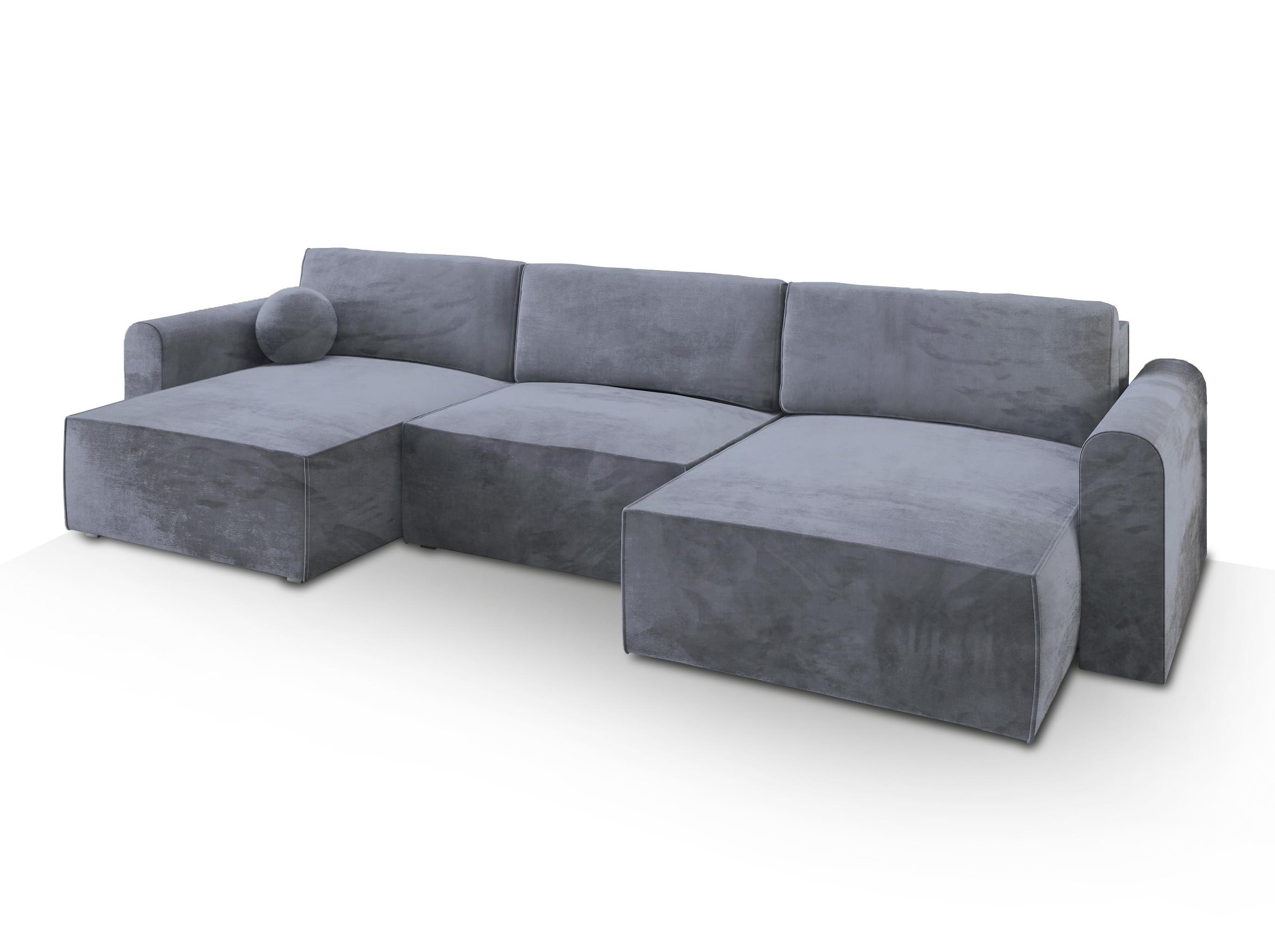 WOHNLANDSCHAFT FENTO M Grau Velours-Stoff mit Schlaffunktion - Grau, Holz/Kunststoff (347/90/148cm) - MASSENO