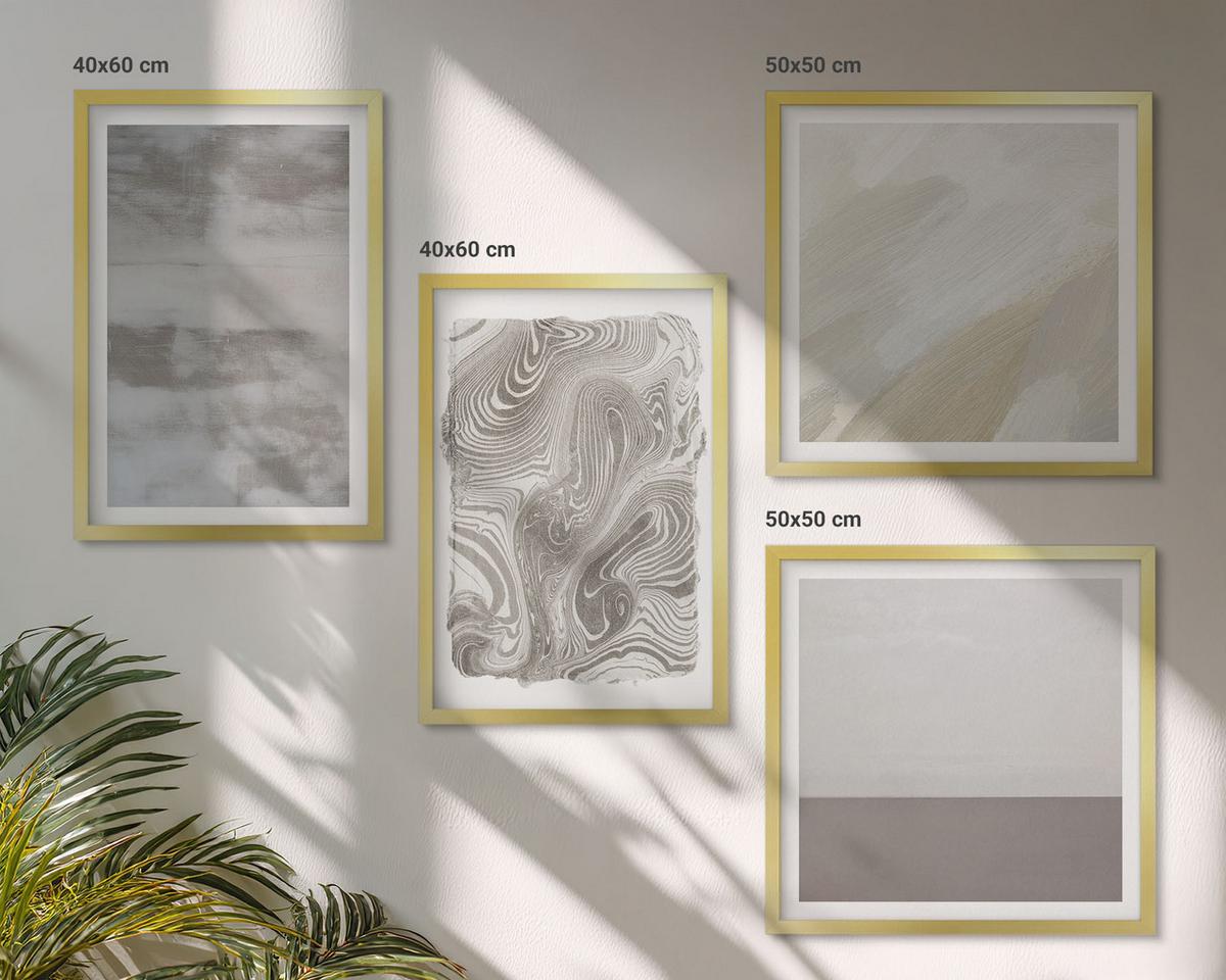 BILDER SET 4er Set - 50x50 cm & 40x60 cm Goldrahmen - Industriedesignstrukturen - Goldfarben, Kunststoff (50/50cm) - TULUP