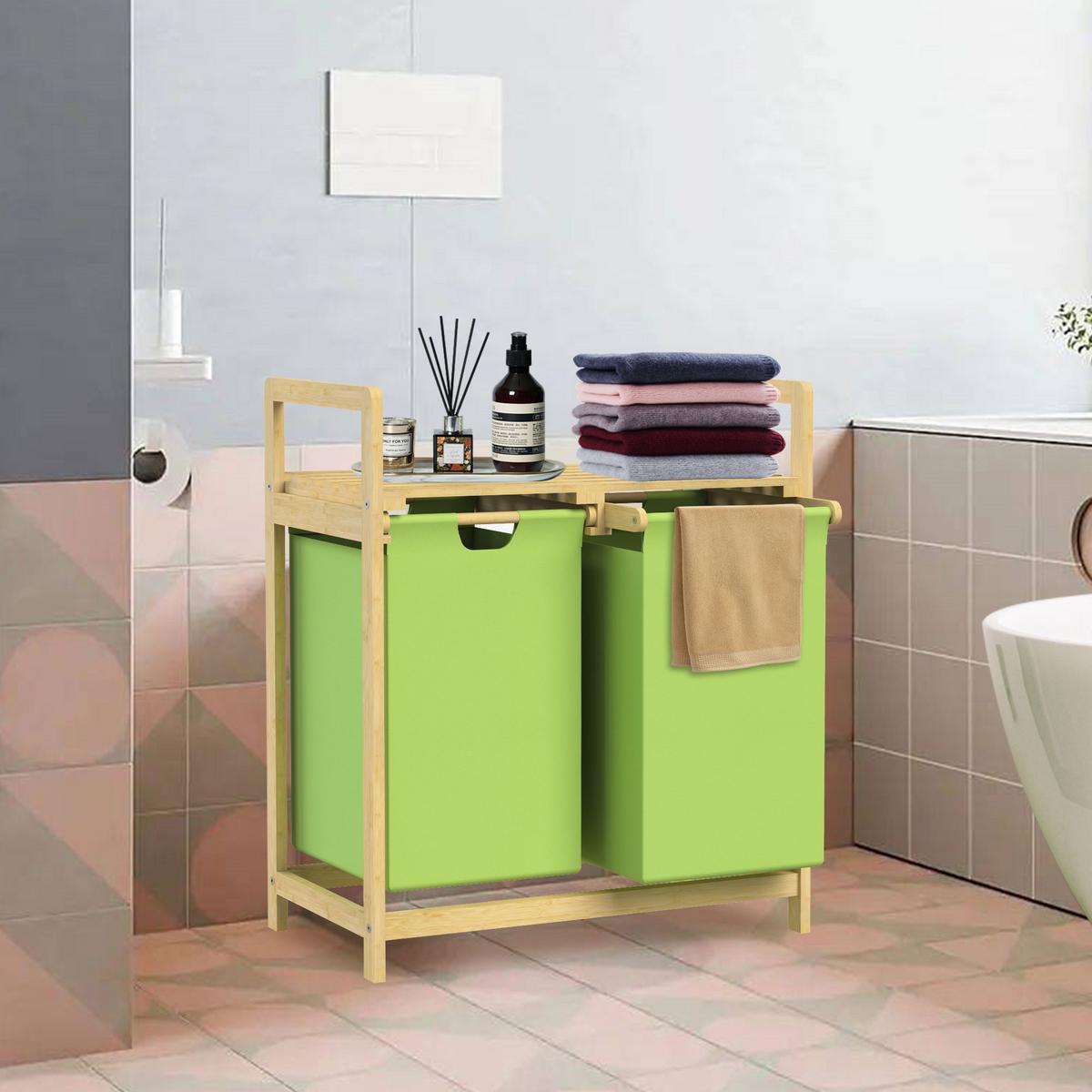 WÄSCHEKORB - Olivgrün, Holz (33/73/63cm) - ML-DESIGN