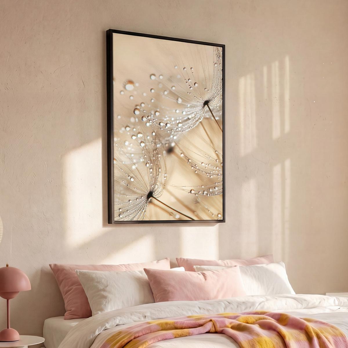 LEINWAND Bilder mit Rahmen - Löwenzahn - Abstrakt - Natur - Beige - 80x120 - Braun, Textil (80/120cm) - MuchoWow