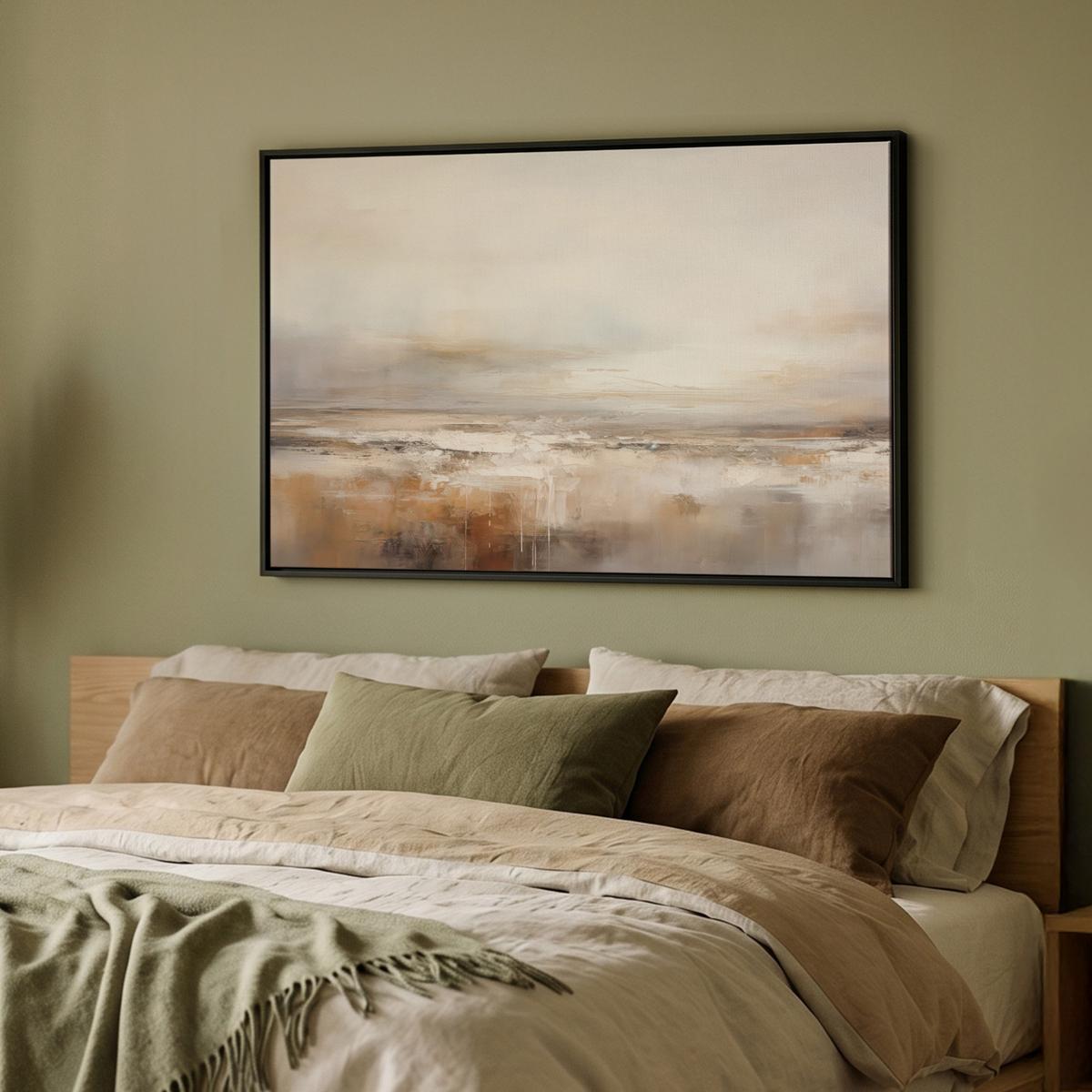 LEINWAND Bilder mit Rahmen - Kunst - Industriell - Grau - Braun - Abstrakt - 90x60 - Sandfarben, Textil (90/60cm) - MuchoWow