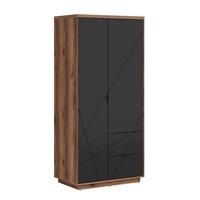 SCHRANK 2 Türen Sven Schwarz und Holz - Schwarz, Holzwerkstoff (94/201/57cm) - Petits-meubles